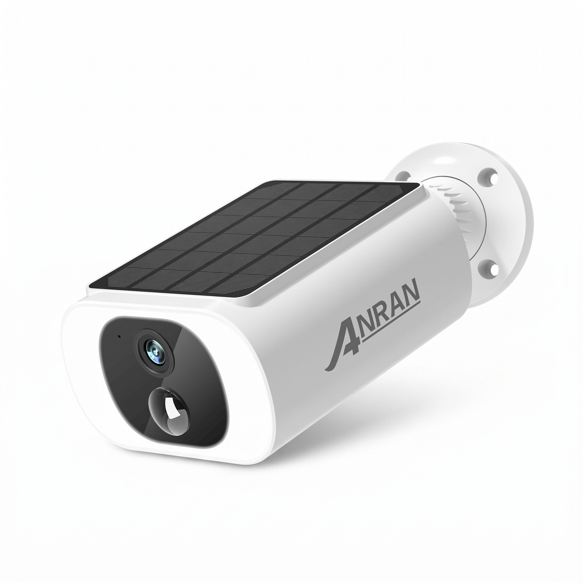2K solar security camera with floodlight on a plain white background