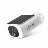 2K solar security camera with floodlight on a plain white background